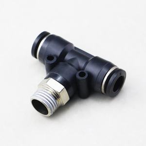 <span class=keywords><strong>PB</strong></span> / PEB série 4mm à 16mm M5 1/8 "1/4" 3/8 "1/2" coude de Type T à 3 voies connecteur de raccord de tuyau d'air rapide pneumatique - Product Image 1