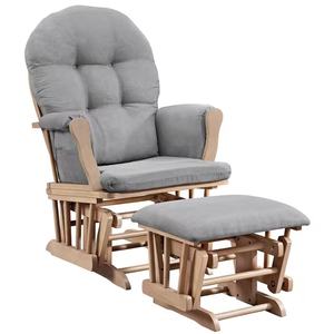 Juego de silla basculante tapizada con marco de madera, <span class=keywords><strong>sillón</strong></span> reclinable, mecedora con taburete otomano, venta al por mayor - Product Image 1