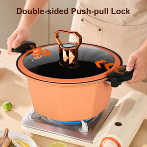 Nouvelle Arrivée MLD : Marmite à Soupe Micro-Pression Antiadhésive MLD 7L, Design Octogonal, Couvercle <span class=keywords><strong>en</strong></span> Verre Trempé, Compatible Induction, <span class=keywords><strong>Cocotte</strong></span> Hollandaise - Product Image 1