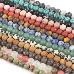 Gratis Verzending Dull Poolse Matte Natuurlijke Edelsteen Agaat Jasper Jade Amethist Turquoise Ronde Losse Stenen Kralen Voor Sieraden Maken