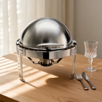 Ensemble de réchauds de luxe à couvercle roulant, chauffe-plats commerciaux en acier inoxydable pour buffet avec supports à combustible, équipement de restauration