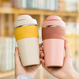 Nouvelle conception de tasse à café de voyage à double paroi isolée, avec manchon en silicone et poignée pliable, avec couvercle multifonction - Product Image 5