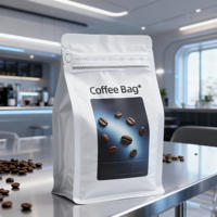 Herbruikbare aluminiumfolie koffiebonenverpakking met ritssluiting en ventiel, aangepaste logo's, 250g, 500g, 1kg, 12oz