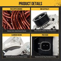 Alternateur compatible avec D0DGE Grand Caravan 3.3L 3.8L 2008-2010, Jeep Wrangler 2009-2011, Chrysler Town & Country 3.8L 2008-2010