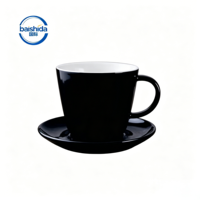 Ensemble tasse et soucoupe à cappuccino en céramique européenne 470cc, écologique, sans BPA, classique, minimaliste, avec anse et glaçure épaisse, pour latte art