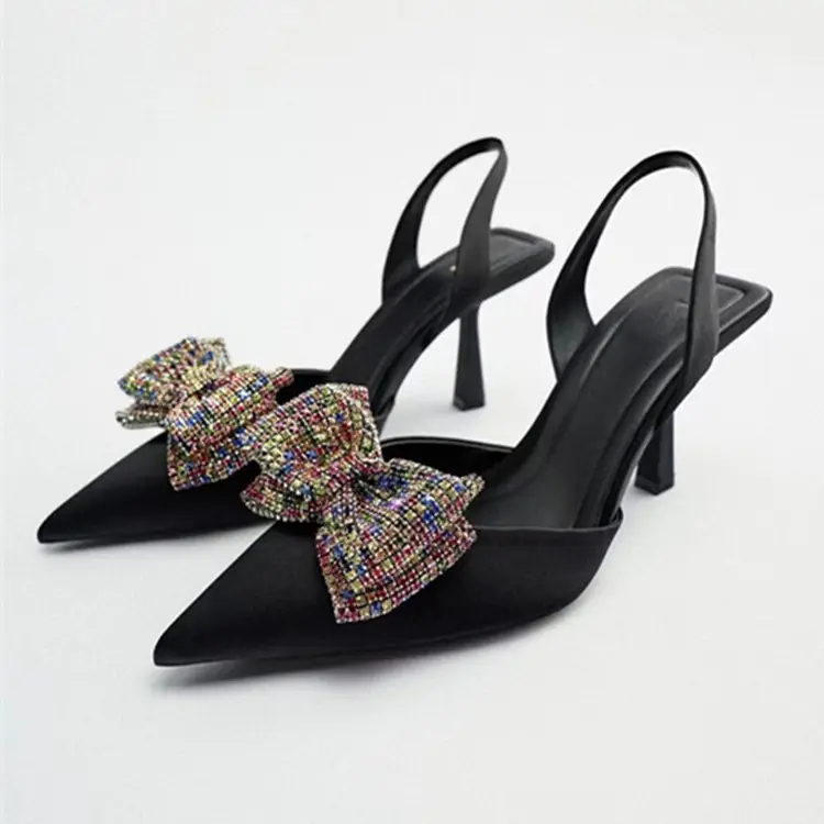 Business sexy Black bow half shoes high heel sandals 211