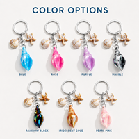 Porte-clés Coquillage de Plage, Étoile de Mer Irisée, Breloques Étoile à Cinq Branches, Pendentif de Sac DIY, Cadeaux pour Filles, Étudiantes, Amies