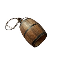Lampe suspendue ronde artisanale en chêne massif, style antique et vintage, design porte-bouteille de vin rouge classique, décoration de fête