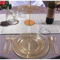 Assiettes jetables en plastique de 7,5 / 10,25 pouces, dorées, double face, en PS de qualité alimentaire, motif rose, personnalisation moderne