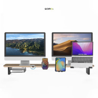 SAMDI Étagère de bureau en bois réglable en hauteur électriquement, support d'écran d'ordinateur, pieds en acier inoxydable, emballage personnalisé pour l'école