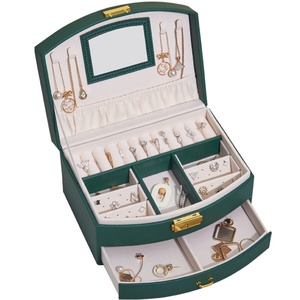 Custom Logo Modern Square Leather Jewelry Packaging Box with Velvet Lining Floor <b>Mirror</b> Drawstring Closure ISO9001 Certified - Product Image 2