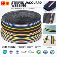Sangle en polyester GOTS, 3 couleurs, logo personnalisé, bande de sangle 10 mm, jacquard rayé, double tissage, pour vêtements et chapeaux