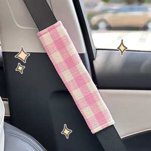 Coussin de ceinture de sécurité de voiture à motif écossais, confortable et anti-pression, pour ceintures de sécurité automobiles - Product Image 3