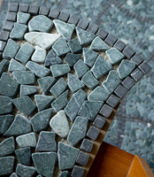 Mosaïque de carreaux verts personnalisés, aspect vieilli, en maille aléatoire, pour décoration vintage, revêtement de sol, fournisseur d'usine, décoration intérieure de maison