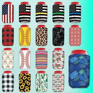 Manchons <span class=keywords><strong>en</strong></span> tissu <span class=keywords><strong>en</strong></span> gros avec base et couvercle rabattable pour canettes de soda et bouteilles de bière, style américain - Product Image 2