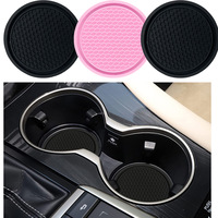 Sous-verre de voiture rond et réutilisable anti-dérapant universel noir porte-gobelets ornements en silicone intégrés côte en plastique