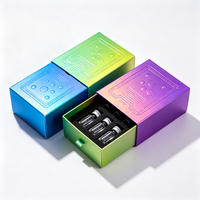 Maßgefertigte Starre Karton-Schublade für Patronenverpackung mit Metallischer Holographischer Folie und EVA-Einlage