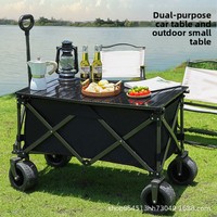 Chariot de camping pliable à quatre roues en acier inoxydable, chariot à main de type poussé OEM pour le shopping et l'extérieur, design compact