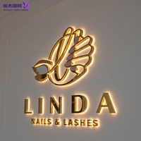 Enseigne Lumineuse Personnalisée de Luxe Moderne en Acier Inoxydable Doré 3D, Lettres Cursives à Bande LED pour Mur de Salon de Manucure ou Studio, Panneau Publicitaire