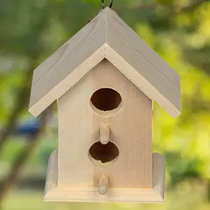 WILDMX miniatur burung kayu, sarang burung pinus untuk rumah luar kayu rumah burung