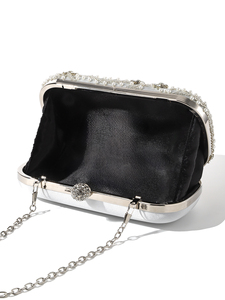 Bell Square Fashion Sparkling Rhinestone Pearl Evening Bag Dress Exquisite Handmade Beaded <b>Clutch</b> Crystal Black <b>Wedding</b> Brand - Product Image 5