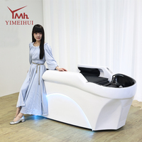 Fauteuil de spa électrique blanc pour soins capillaires, lit de lavage et de massage commercial pour salon de coiffure professionnel