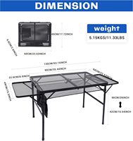 Chariot de barbecue moderne pliable en aluminium avec table latérale extensible pour mobilier d'extérieur et barbecue de style farmhouse
