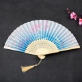Éventail pliant en bambou de 21 cm, en soie, style antique, portable, pour la danse, Hanfu, usage quotidien, cadeau
