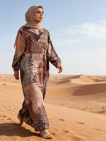 Nuevo Vestido Musulmán de Lino con Estampado Geométrico, Estilo Tradicional Islámico para Mujer, Ligero y Transpirable, Moda Primavera-Verano