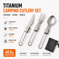 Vente en gros de cuillères, fourchettes et couteaux pliants en titane pour le camping, la randonnée et les pique-niques, avec logo personnalisé OEM ODM