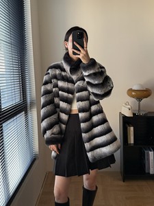 Cappotto Elegante Stile Coniglio-Volpe, Caldo Cappotto Invernale a Maniche Lunghe in Vera <span class=keywords><strong>Pelliccia</strong></span> di <span class=keywords><strong>Castoro</strong></span> per Donne - Product Image 4