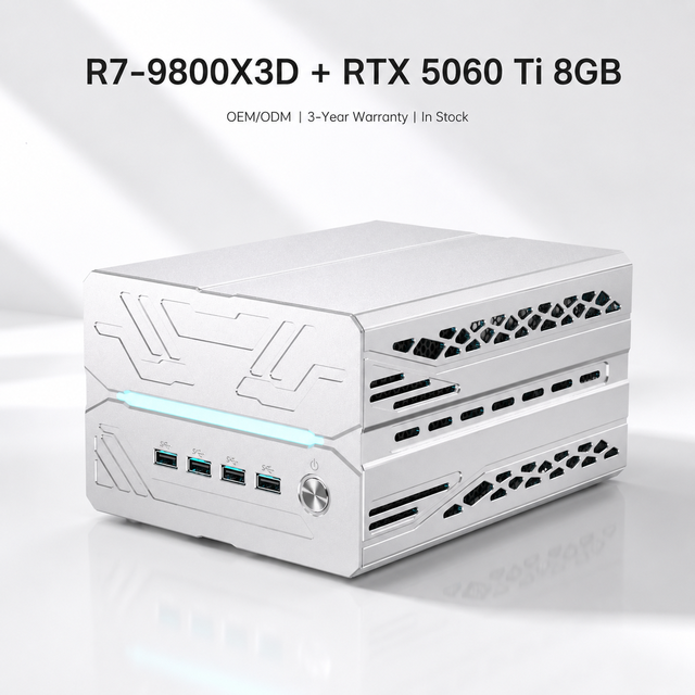 AMD Gaming Mini PC R7 9800X3D RTX 5060 Ti 16GB DDR5 5600 Dual M.2 PCIe 4.0 Dual 2.5G LAN AMD Mini PC for AI Workstation WiFi6e