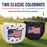 Housse de putter de golf avec broderie du drapeau américain, fermeture magnétique, broderie personnalisée, compatible avec la plupart des clubs de golf de type mallet et blade