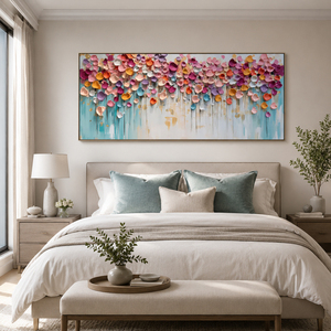Pastel Floral 3D Textured Wall Art House Hotel Decoration Interior Decorative Arts Minimalist Large Wholesale Custom Artwork - Product Image 2