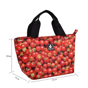 กระเป๋าใส่อาหารกลางวันแบบพกพา ลายดอกชบาฮาวาย กันน้ำ เก็บอุณหภูมิได้ พร้อมหูหิ้ว สำหรับปิกนิก - Product Image 2