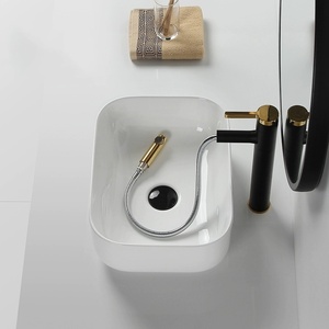 Lavabo de cerámica rectangular moderno al por mayor con borde redondo de superficie lisa sobre instalación de mostrador para aplicación de hotel - Product Image 3
