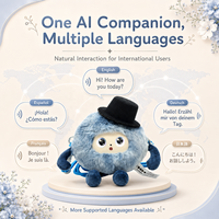 Mainan Boneka AI Blue Plush Klasik Topi Tinggi LED Mata Ekspresif Sentuh Suara Feedback Memori Jangka Panjang Multi-Peran Multibahasa Hadiah