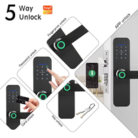 SAIJIA TUYA WIFI Serrure Intelligente en Aluminium pour Porte en Acier avec Télécommande par Téléphone Mobile, Empreinte Digitale, Carte RFID, Carte Mémoire, Clé et Mot de Passe Temporaire