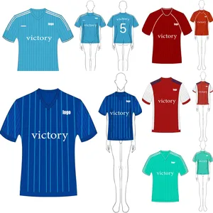 Premium Sneldrogende Voetbalkleding Thailand T-Shirts Uniform Team Voetbalshirt Sublimatie Voetbaluniformen