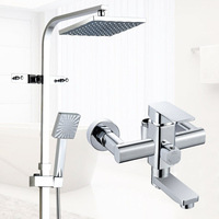 Kit de montage mural pour robinet de douche, mitigeur de douche eau chaude et froide, chrome transparent, ensemble de douche en céramique moderne et contemporain 1 pièce