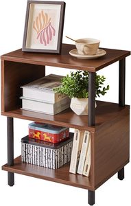 Petite table de chevet, petite table d'appoint avec rangement ouvert, noyer, 16" x 12" x 21" - Product Image 2