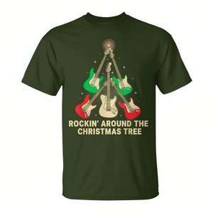 Camiseta Holiday Guitar Under The Tree para adultos, unisex, cuello redondo, estampado digital - Product Image 2