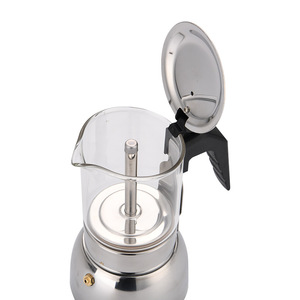Olla de café espresso de <span class=keywords><strong>acero</strong></span> <span class=keywords><strong>inoxidable</strong></span> moderna, componentes de vidrio, resistente a altas temperaturas, multifuncional, portátil, para uso doméstico - Product Image 3