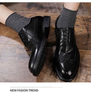 Handmade Genuine Leather Lace-up Men's Formal <b>Shoes</b> Casual Derby Style Breathable Anti-Slip Waterproof <b>Height</b> <b>Increasing</b> Autumn - Product Image 6