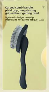 Spazzola di Lusso Personalizzata in Acciaio Inox, Legno e Gomma Blu con Motivo Cane Cartone Animato per Gatti e Piccoli Animali, Ecologica - Product Image 3