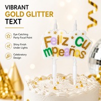 Lateinamerikanische Festliche Geburtstagstorten-Deko Gold Glitzer Happy Birthday Tortendekoration Kerze Spanische Party-Deko Kerze