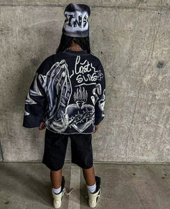 <span class=keywords><strong>Maglione</strong></span> Crop <span class=keywords><strong>con</strong></span> spalla a goccia personalizzato Unisex tutto stampato pesante in cotone francese di spugna <span class=keywords><strong>oversize</strong></span> top T Shirt Cropped da uomo - Product Image 5