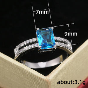 Anillo de compromiso de topacio natural con corte esmeralda para mujer F182, engaste de púas, anillos de moda geométricos - Product Image 5