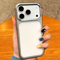 Coque de protection transparente givrée en métal pour iPhone 17 Pro Max 17Air 17Pro 17Promax, coque de téléphone rigide en PC mat électroplaqué