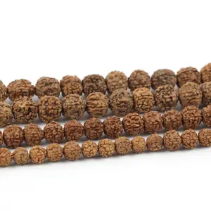 108 perles mala naturelles, pour bracelet, coloris redish marron, rudraksha, népal, vente en gros